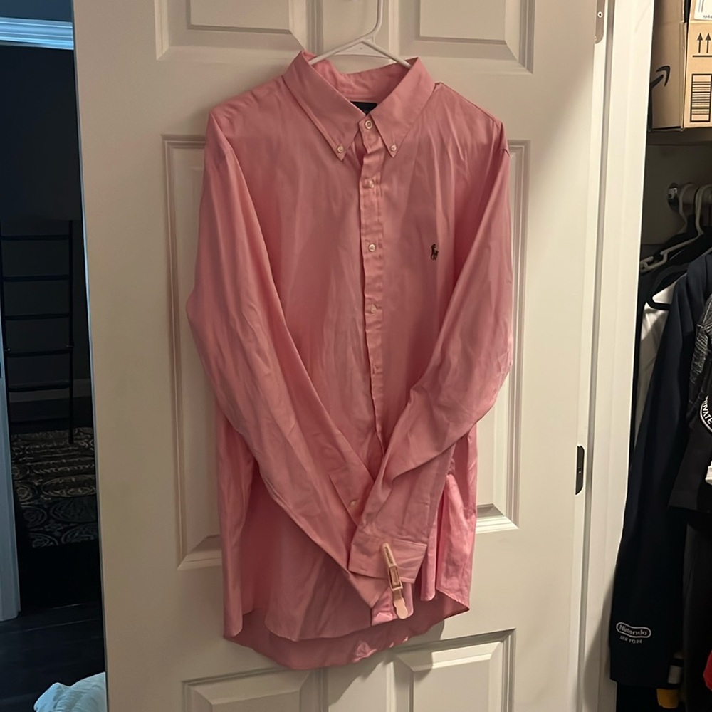 Men’s pink Polo Ralph Lauren button down dress shirt size 17 1/2 34/35